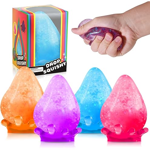 2 Packs Dream Squishy Drop Stress Balls for Adults Fidget Toys Adults. Fidgets Silicone Sensory Toys for Kids Autism. ADHD. Sensory Stress Relief Toys Birthday Day Gifts (Blue Pink) - Image 5