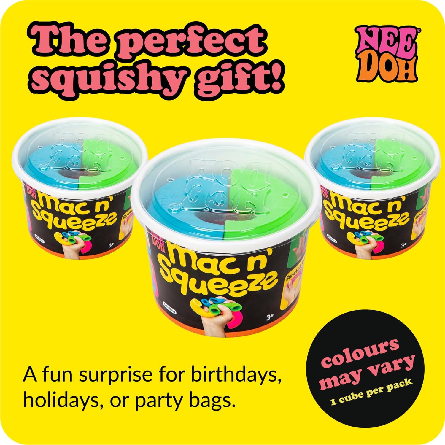 Schylling NeeDoh Mac ‘N- Squeeze - Sensory Squeeze Toy - Contains 4 Squishy Noodles - 3 Wide - Color May Vary (Pack of 1) - Image 6